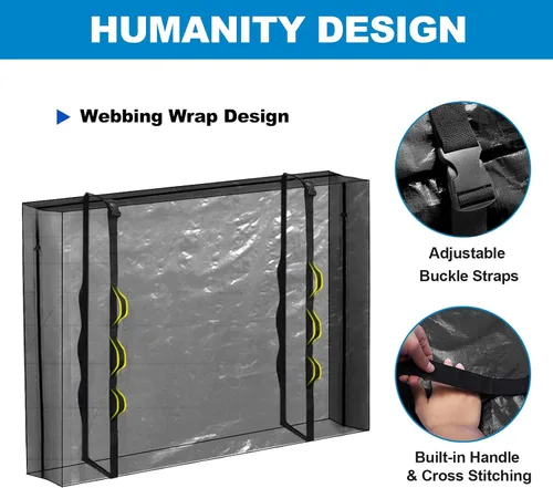 Vista 5 de TICONN Bolsas para colchón para mudanza, bolsa de almacenamiento de servicio pesado para colchón Full XL con asa perimetral y hebillas ajustables