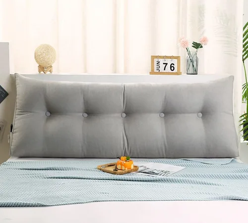 Vista 2 de EORNOW Almohada triangular para cabecero, cojín largo para respaldo de cabecero, cojín grande desmontable, almohada de lectura con funda extraíble