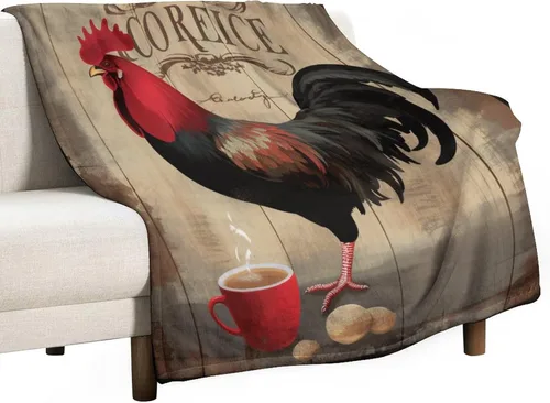 Vista 27 de Manta de microfibra suave y acogedora con diseño de gallo rústico en blanco y negro, suave y acogedora manta de microfibra para sofá, cama, oficina