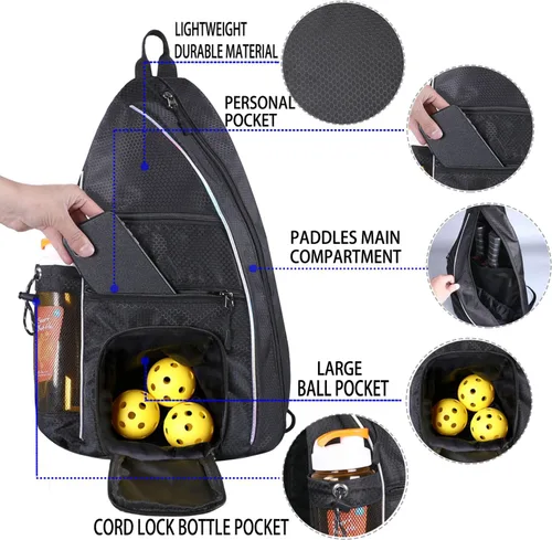 Vista 2 de Bolsa de pickleball – Bolsas de pickleball para mujeres y hombres – Mochila de pickleball – Estuche de viaje de pickleball para raqueta de tenis