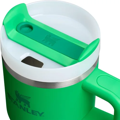 Vista 2 de Stanley Quencher H2.0 - Vaso de acero inoxidable con asa, pajilla y tapa FlowState giratoria de 3 posiciones; aislamiento térmico, sin BPA; apto
