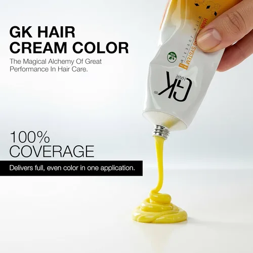 Vista 2 de GK HAIR Color Cream 10.0 Rubio platino más claro – 100% cobertura de canas Resultados semipermanentes, semipermanente o semipermanente 8–10 Vol