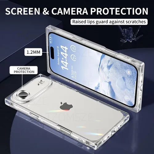Vista 2 de Tzomsze Funda compatible con iPhone Air Clear, protección de cámara, esquinas reforzadas, TPU delgada, a prueba de golpes, para mujeres y niñas, 6.5