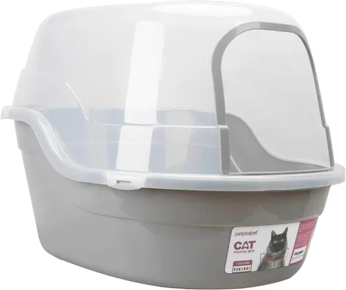 Vista 10 de Petphabet Caja de Arena para Gatos con Capucha Jumbo, Extra Grande, Azul Claro