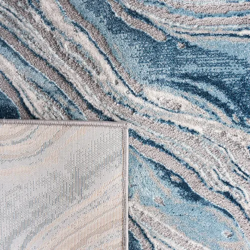 Vista 4 de SAFAVIEH Meadow Collection - Alfombra para pasillo, 2 x 7 pies, azul y gris, diseño abstracto moderno, no desprende pelusa y de fácil cuidado, ideal
