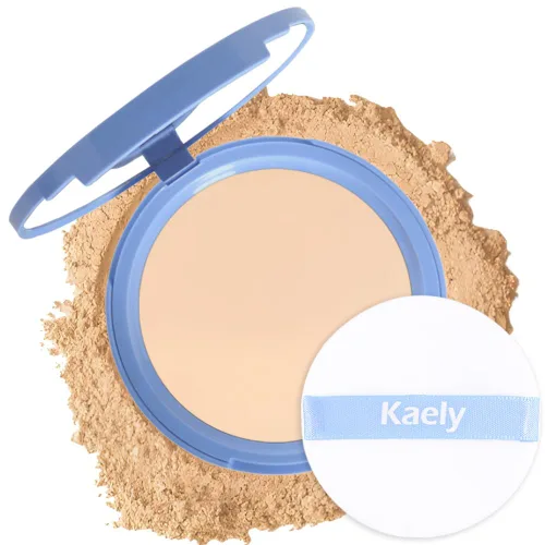 Vista 8 de Polvos compactos de control de aceite para el rostro de Kaely, polvo compacto mate de perfección, maquillaje de acabado duradero a prueba de agua