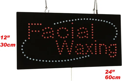 Vista 2 de Cartel de depilación facial, 24"x12", 23.6x11.8 in, TOPKING, LED, Neón, Florescente, Señalización, Letrero, Exhibición, Cartelera, Pantalla, Gran