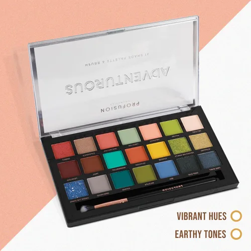 Vista 5 de Profusion Cosmetics Paleta de sombras de ojos de 21 tonos con pincel, mate mezclable, brillante y tonos metálicos en tonos neutros llamativos