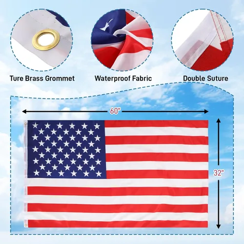 Vista 4 de Outvita Mástil de bandera para exteriores, aleación de aluminio de 25 pies, asta de bandera seccional con bandera de Estados Unidos de 3 x 5 pies