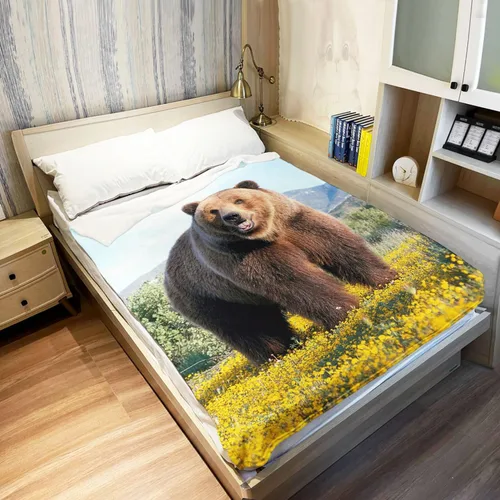 Vista 3 de Manta de oso marrón, manta gigante de forro polar, suave y mullida, para sofá y cama, 60 x 80 pulgadas