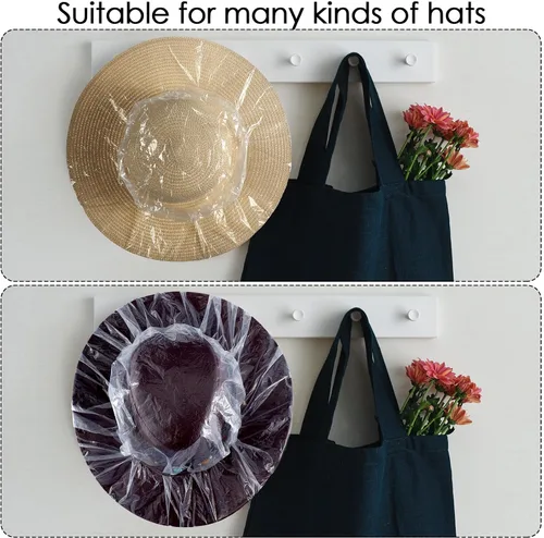 Vista 3 de 10 Pcs XL Cowboy Hat Cover Plastic Waterproof Hat Protector Elastic Rain Cover Unisex Travel Western Fedora Storage for Rain