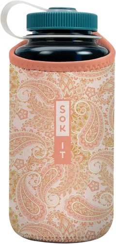 Vista 124 de Sok It BotlSok Funda para botella de agua con cubierta de neopreno aislante (Floral abstracto, se ajusta a CamelBak o Nalgene de 12 onzas)