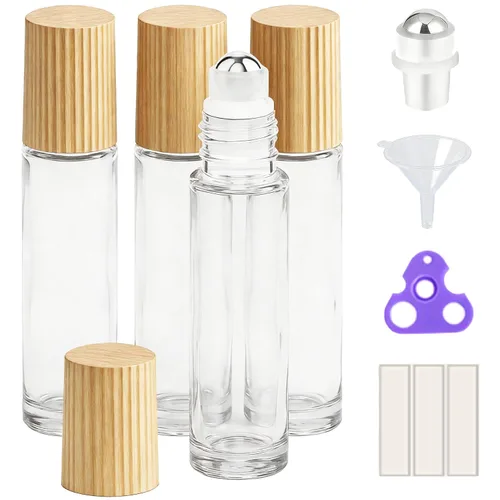 Vista 42 de PrettyCare 6 piezas, botellas roll-on de 10 ml para aceites esenciales con bola de rodillo de acero inoxidable - Botellas rellenables a prueba