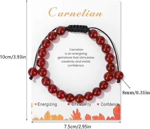 Vista 49 de Pulsera de cristal curativo para mujer de 0.315 in, pulsera de cuentas de cristal natural ajustable hecha a mano, joyería curativa, regalo