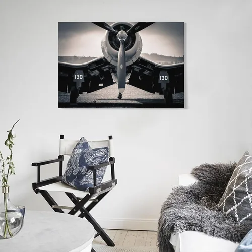 Vista 5 de F4U Pirate Fighter US Navy Aircraft Flight Militar Retro Fotografía en blanco y negro Aviati lienzo arte de pared impresiones para decoración