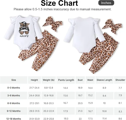 Vista 6 de PATPAT Conjunto de ropa para bebé recién nacida, manga larga, conjunto de mameluco y pantalones para otoño