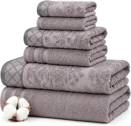 Vista 24 de Modern Threads Juego de toallas de baño de algodón de 6 piezas, toallas ultrasuaves de 550 GSM, juego de baño con toallas de mano y paños de baño