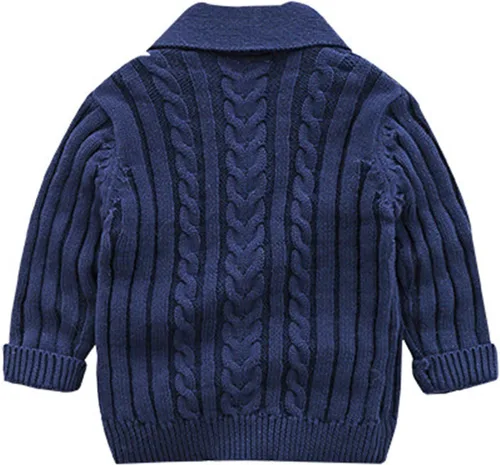 Vista 2 de Girls Boys Solid Long Sleeve Button Knit Sweater Coat Baby Fall Winter Knit Jacket for 0 to 3Y