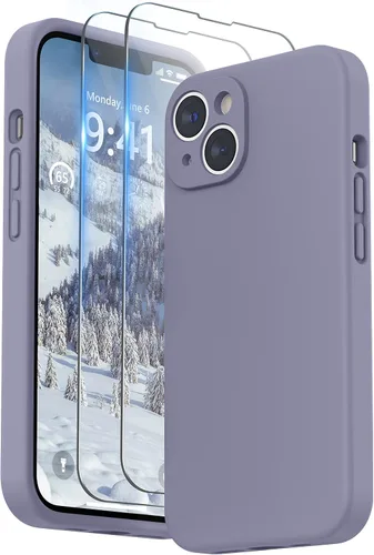 Vista 11 de SURPHY Compatible con iPhone 14 Funda con protector de pantalla (protección para la cámara y forro de microfibra suave) Funda de silicona líquida