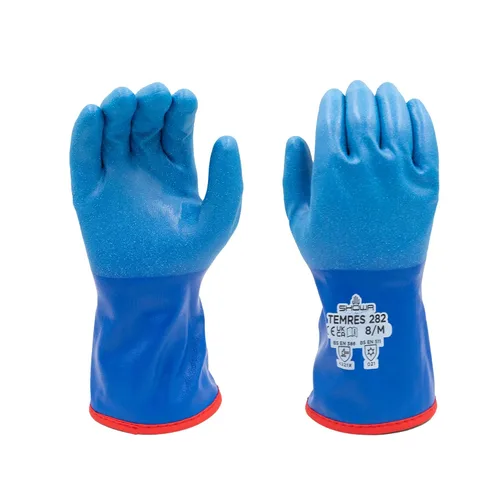 Vista 7 de SHOWA TEMRES 282 - Guantes de trabajo de invierno aislados impermeables con revestimiento de poliuretano, forro de mezcla de nylon, talla mediana