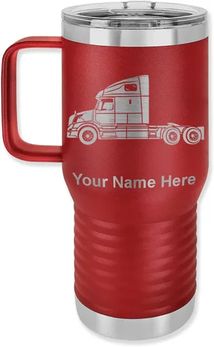 Vista 24 de LaserGram Taza de café aislada al vacío de 15 onzas, cabina de camión, grabado personalizado incluido (negro)