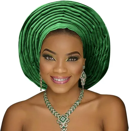 Vista 4 de Turbante africano africano ASO Oke headtie ASO Oke Nigerian Headtie ASO EBI auto gele Mujeres turbante hermoso turbante para boda fiesta nigeriano