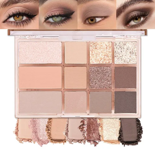 Vista 21 de SUAKE Paleta de sombras de ojos rosa nude, mate y brillante, alta pigmentación, 20 colores, marrón y morado para maquillaje de ojos, paleta