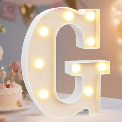 Vista 78 de Pooqla Letras con luces LED de marquesina, letras decorativas iluminadas en blanco cálido y blanco frío, letras del alfabeto iluminadas para niños