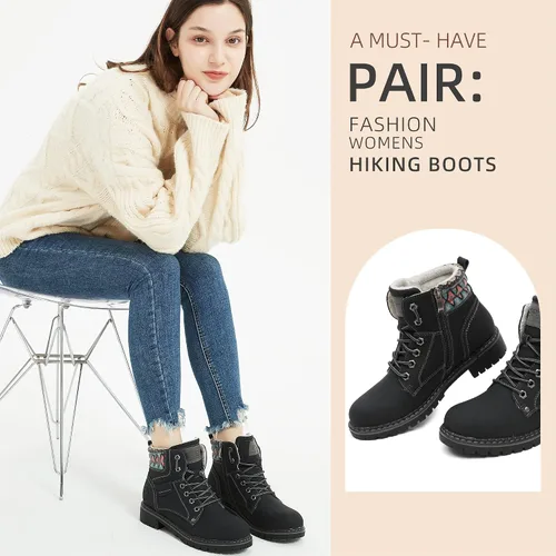 Vista 2 de Kkyc Botas de senderismo para mujer antideslizantes botas casuales.