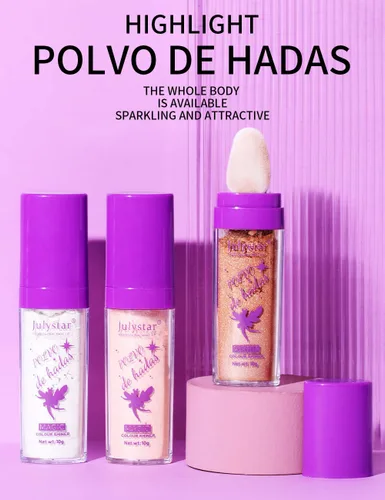 Vista 7 de Polvo De Hadas - Palillo de resaltador en polvo con purpurina suelta para contornear polvo facial con brillo (#01 blanco perla)