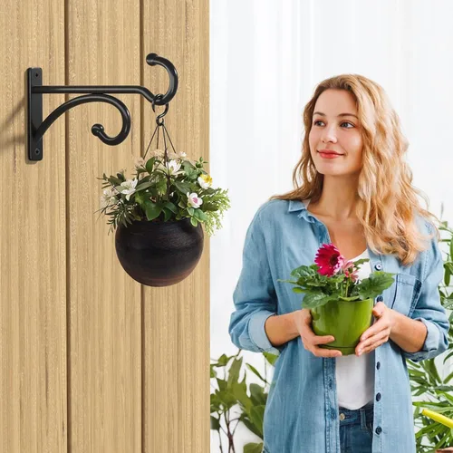 Vista 4 de Ganchos para colgar plantas de 6 pulgadas para interiores y exteriores, soportes de pared para plantas colgantes, canastas, campanillas de viento