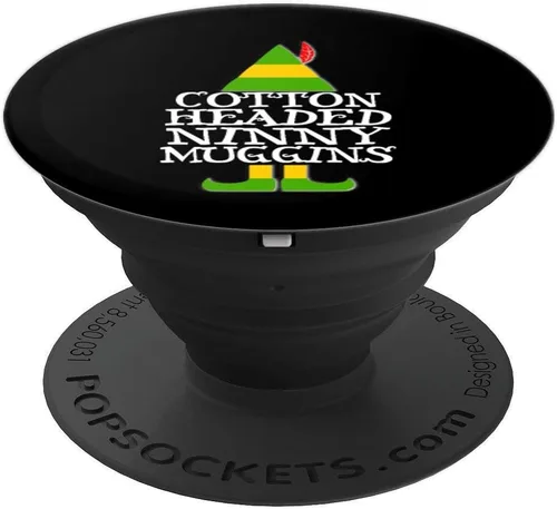 Vista 4 de Divertido elfo dirigido a Navidad vacaciones de algodón PopSockets agarre y soporte para teléfonos y tabletas, Negro