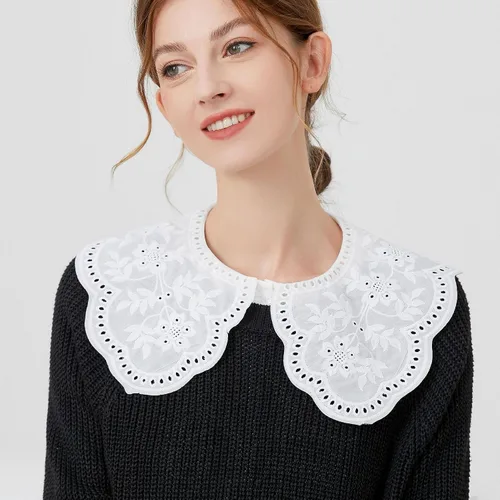 Vista 3 de Collar de muñeca falsa blanco, elegante collar de imitación desmontable, cuello falso para mujeres y niñas