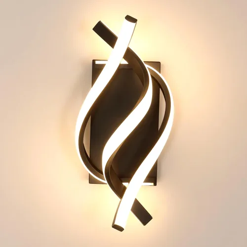 Vista 9 de DELIPOP Aplique de pared LED moderno, lámpara de pared interior espiral de 3000 K, lámpara de pared LED acrílica de 21 W para pasillo, baño