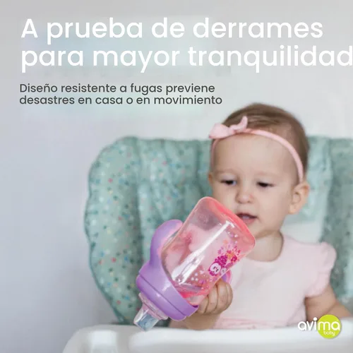 Vista 5 de Avima Vaso entrenador de 10 onzas con asas y boquilla de silicona suave Azul