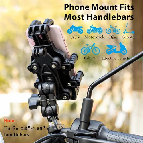 Vista 5 de EMERK Soporte para Teléfono de Motocicleta - [Amortiguador de Vibración Dual] [Anti-Vibración Anti-Robo] Soporte para Teléfono de Bicicleta, Cuna