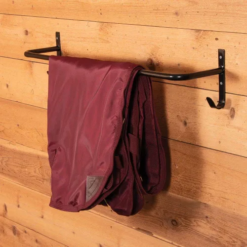 Vista 6 de EASY-UP Barra de ropa para caballos con ganchos Estante resistente para mantas de caballos Barra de 34.25 pulgadas con ganchos para cabestros