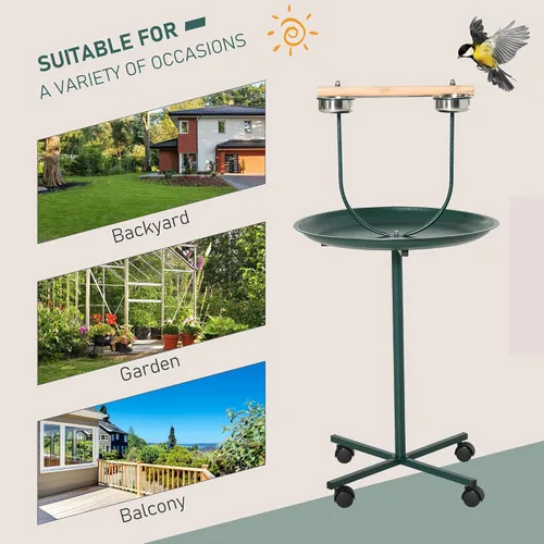 Vista 3 de Pawhut 49" Bird Play Stand w/Ruedas - Verde