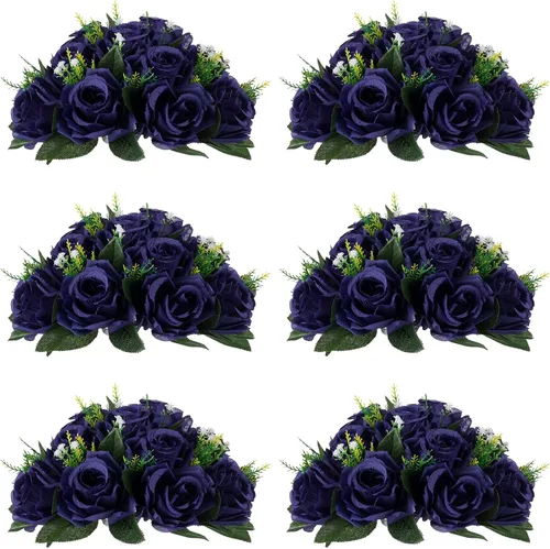 Vista 20 de NUPTIO Arreglo de Bolas de Flores en Ramo - 2 Piezas de 9.5 Pulgadas de Diámetro Bolas de Flores Falsas Carmesí Rosas para Centros de Mesa Mesas