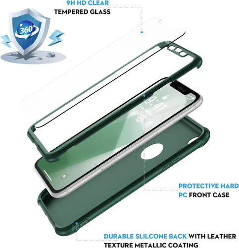 Vista 4 de ORETECH Funda para iPhone XR, con [2 x Protectores de Pantalla] [Prueba de Caídas de Grado Militar de 10 Pies] [Protección de Cámara] 360° A Prueba
