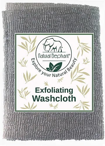 Vista 2 de Natural Elephant Paño exfoliante gris carbón japonés limpiador de ducha para cuerpo (paquete de 2 (2 paños))