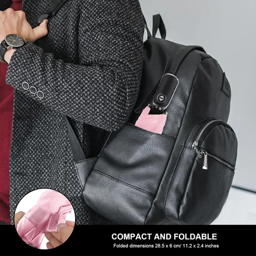 Vista 78 de LEAGERA Paraguas de viaje compacto para bolso, mango plano, impermeable para lluvia ligera