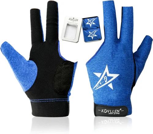 Vista 14 de KONLLEN Breathable Billiards Gloves, Left/Right Hand Three-finger design, mesh palm, adjustable wrist strap, secure grip for pool and snooker