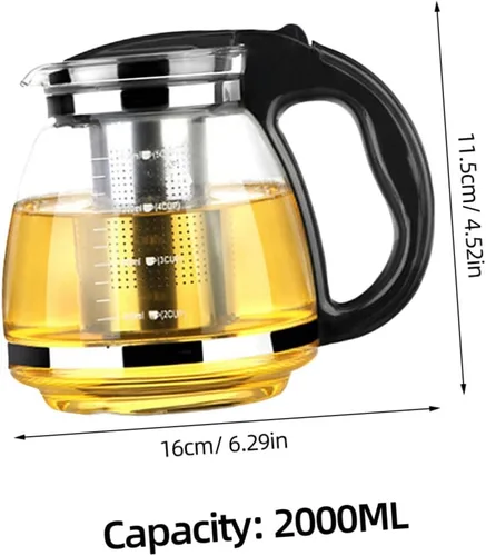 Vista 2 de Luxshiny Tetera de acero inoxidable resistente al calor, tapa de ventilación de aire, 8.26 x 6.69 x 5.90 pulgadas, tetera para té de hojas sueltas