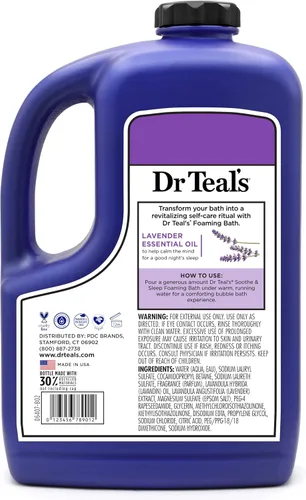 Vista 8 de Dr Teal's Baño espumoso con sal pura de Epsom, calma y duerme con lavanda, 62.5 onzas líquidas