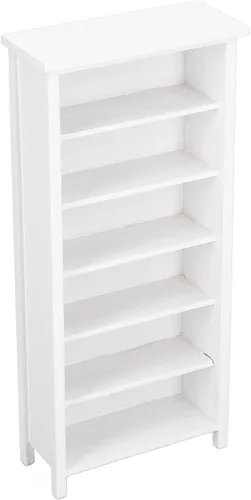 Vista 4 de RTLR Gabinete de libros para casa de muñecas, decoración de simulación, casa de muñecas de abedul en miniatura, a escala 1:12 para el hogar