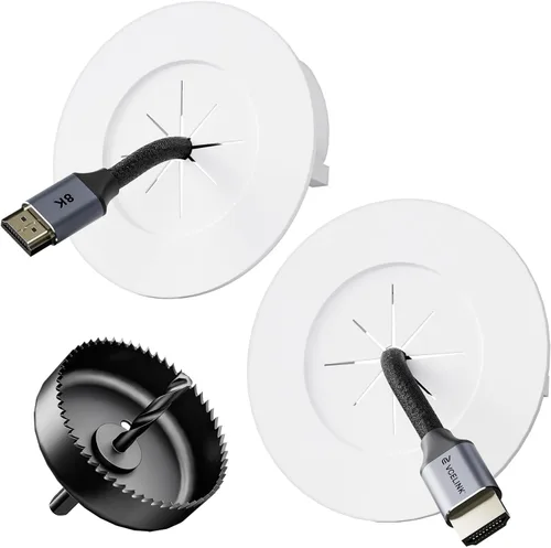 Vista 9 de VCELINK Kit de gestión de cables en pared, mini cable de pared de 2.44" (62 mm) para cables de TV/coaxial/HDMI/altavoces, incluye 2 pasos, soportes