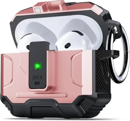 Vista 28 de DASFOND - Funda de armadura para AirPods de 2ª y 1ª generación, carcasa de cuerpo completo de grado militar a prueba de golpes, soporte de carga