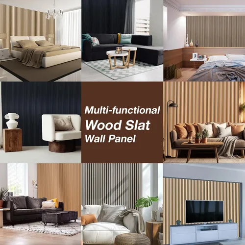 Vista 6 de NeatiEase Paquete de muestras de color de paneles de pared de madera, paneles de pared de listones acústicos para decoración de paredes interiores