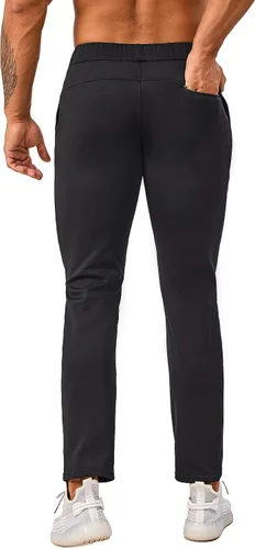 Vista 2 de AbleTree Pantalones deportivos con forro polar de 27 pulgadas de entrepierna Atheltic Joggers para hombres cortos con bolsillo con cremallera